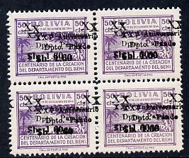 Bolivia 1944 Del Beni Departmental surcharge 1b60 on 50c ...