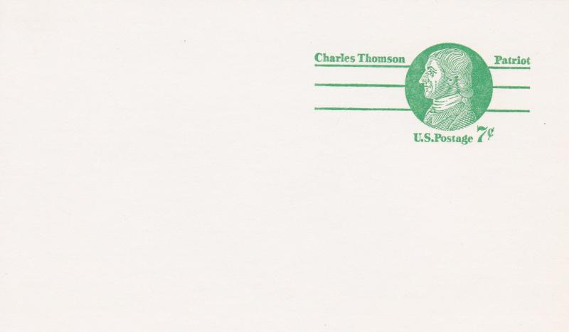 U.S. # UX68, 7 cent Charles Thomson, unused Postal Card