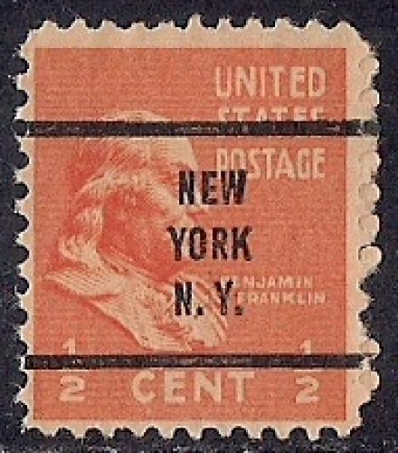 803 1/2 cent Benjamin Franklin precancel Stamp used F