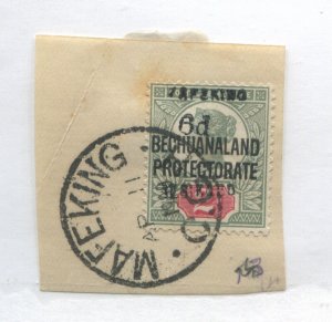 Bechuanaland 2d 1900 overprinted Makeking Besieged 6d used tied to piece