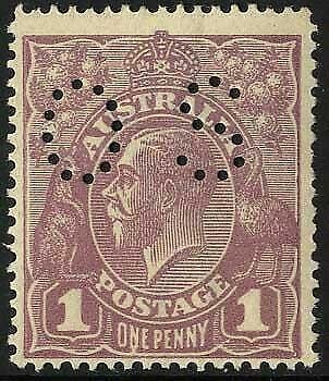 Australia SGO67 1d Violet 2nd Wmk Perfin OS SUPERB M/M