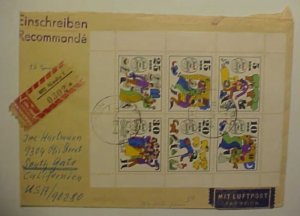 GERMANY  DDR SHEETLET 1969 REGISTERED COVER NIESKY B/S USA