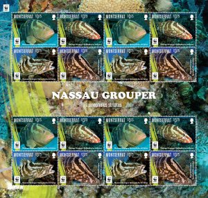 Montserrat - 2016 WWF Nassau Grouper Fishes - Sheet of 16 Stamps - MNH