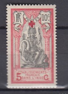 J39351 jlstamps, 1916 french india mh #b4 red cross