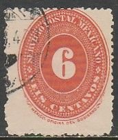 MEXICO 217, 6¢ LARGE NUMERAL, USED. F-VF. (695)