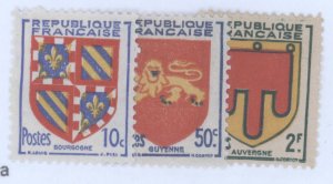 France, Scott #616-17,19, MH