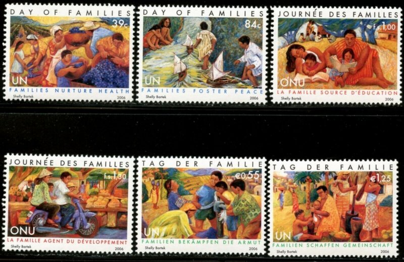 UNITED NATIONS Sc# NY 913-4 GE 457-8 VI 380-1 2006 Intl. Day of Families MNH