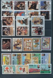 LIBERIA Art Trains Zeppelins Sport Scouts MNH Collection(Apx 150 Items)HP659