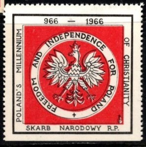 1960's Poland Propaganda Poster Stamp Freedom & Independence for Poland