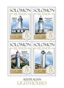 SOLOMON IS. - 2013 - Australian Lighthouses - Perf 4v Sheet -Mint Never Hinged
