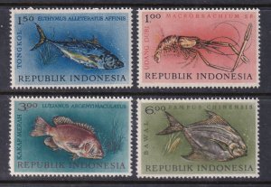 Indonesia 1963 Sc 589-92 Marine Life MNH