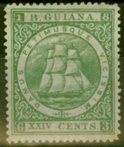 British Guiana 1875 24c Dp Green SG115 P.15 Fine & Very Fresh Mtd Mint Scarce