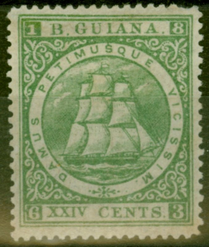 British Guiana 1875 24c Dp Green SG115 P.15 Fine & Very Fresh Mtd Mint Scarce