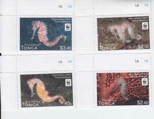 2012 Tonga Thorny Seahorse WWF (4) (Scott 1173-76) MNH