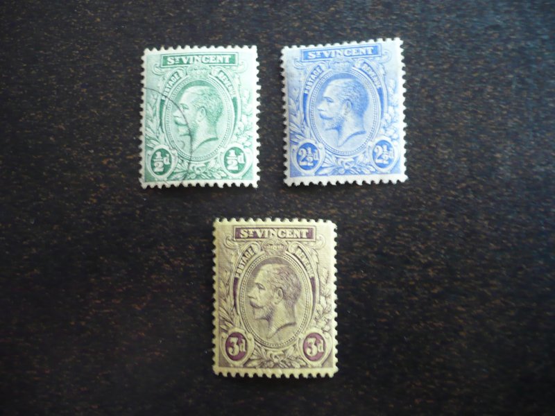 Stamps - St. Vincent - Scott#104,107,108-Mint Hinged & Used Part Set of 3 Stamps