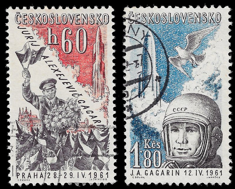 Czechoslovakia 1961 Sc C51-52 U cto vf  Yuri Gagarin, first man in space