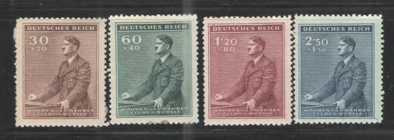 Germany - Bohmen und Mahren 1942 Sc# B9-B12 MH/HR G/VG - Hitler semi postals