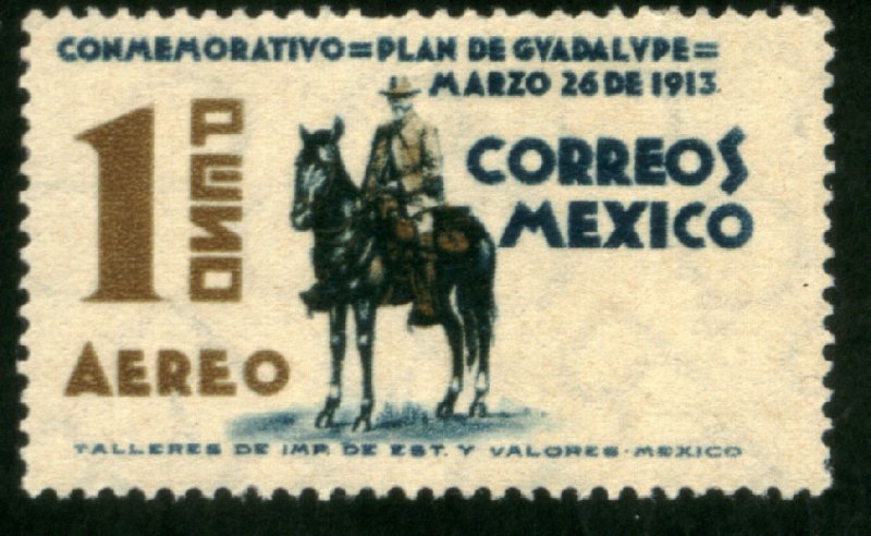 MEXICO C84, $1P 25th ANNIVERSARY PLAN OF GUADALUPE. UNUSED, H, OG. VF.