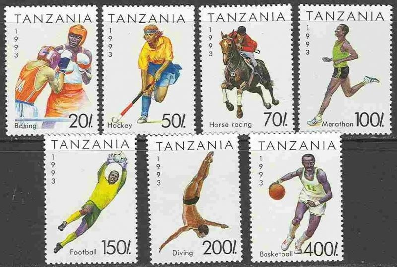 Tanzania # 1018-24 Sports   (7) Mint NH