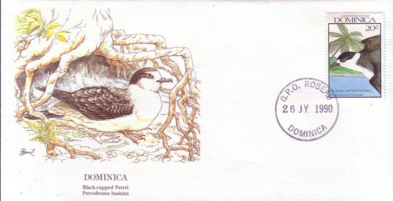 Dominica FDC SC# 1242 Black Capped Petrel L26 