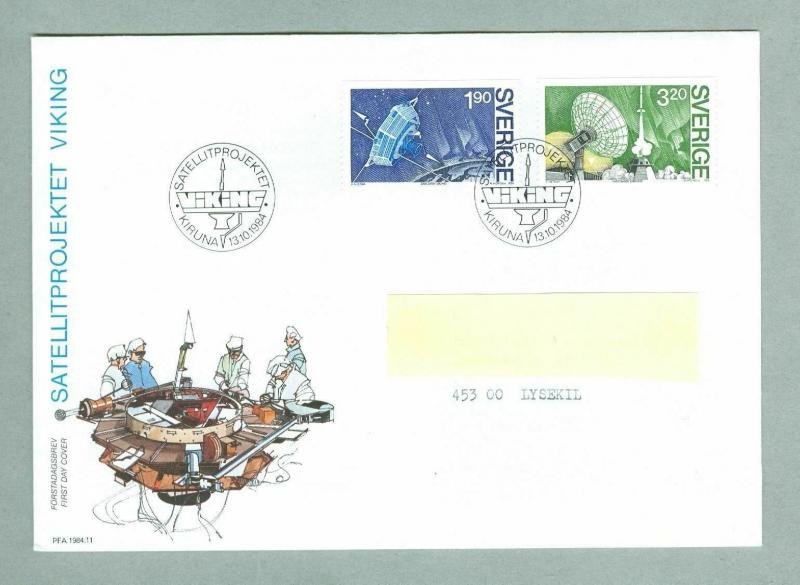 Sweden. FDC 1984.  The Viking Satellite Project. Engraver M. Morck. Addressed.