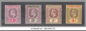 LEEWARD ISLANDS - 1902-21 SELECTED KED & KGV STAMPS - 4V - MINT HINGED