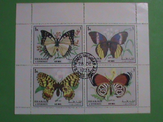 SHARJAH STAMPS: 1972 BEAUTIFUL COLORFUL LOVELY BUTTERFLY CTO STAMP