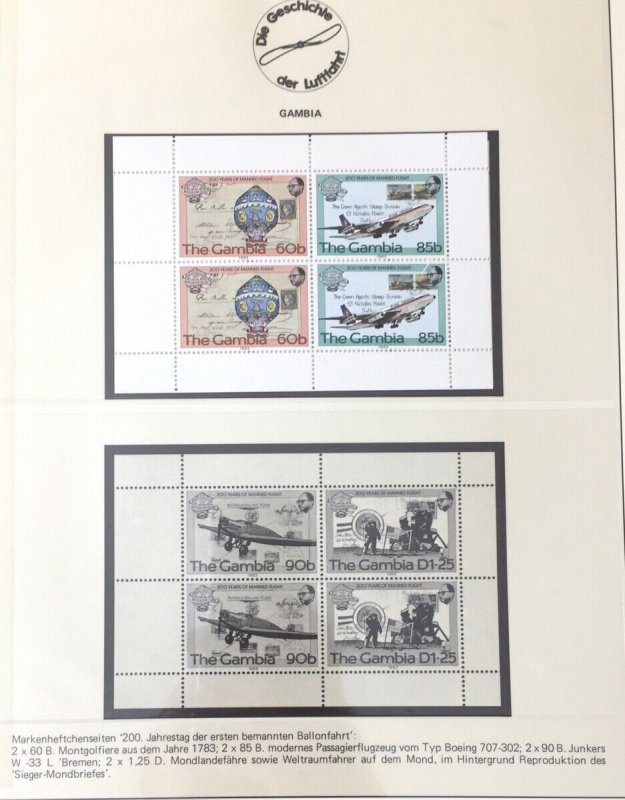 World Aviation Lindner Album Stamps Covers Sheets MNH Used 55 Pages.(GM1750)