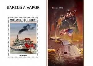 HERRICKSTAMP NEW ISSUES MOZAMBIQUE Steam Boats S/S