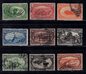 MOMEN: US STAMPS #285-293 COMPLETE TRANS-MISS USED CHOICE SET LOT #85854*