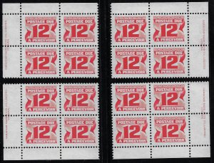 Canada. Sc J36a.  MNH.  Matched set plate blocks.  (gcanj36a)