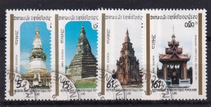 SA18i Laos 1989 Temples used stamps