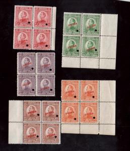 Yugoslavia #22SP - #26SP VF/NH Rare Specimen Blocks Of Four