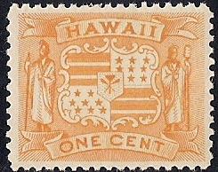 Hawaii 74 1 cent 1894 Coat of Arms, Yellow  NH OG XF