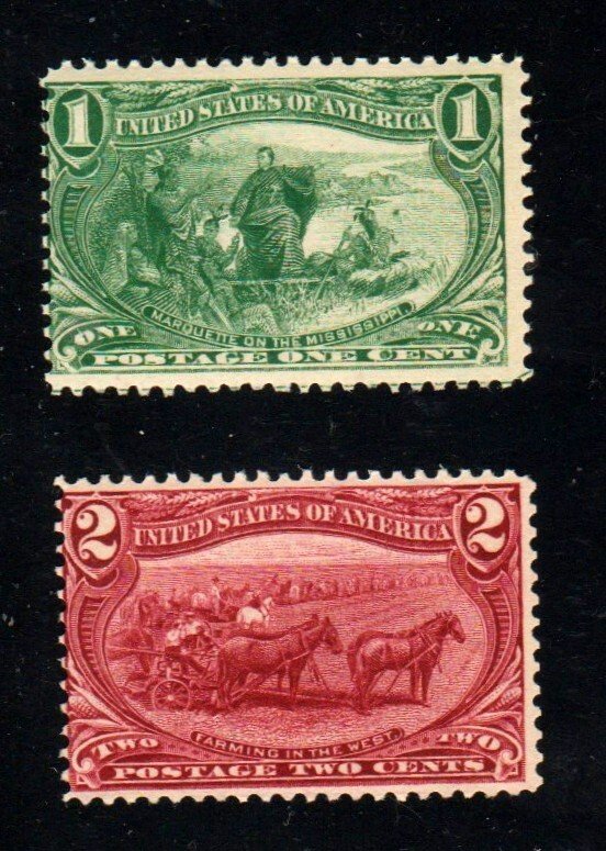 US #285-86 1¢ - 2¢ Trans-Mississippi MINT OGNH ⭐⭐⭐⭐⭐