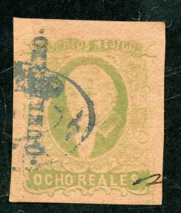 MEXICO HIDALGO 1861 SCOTT# 12 FOLLANSBEE# 12 QUERETARO FINELY USED AS SHOWN