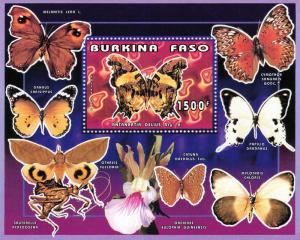 Burkina Faso 1996 BUTTERFLIES ORCHIDS s/s Perforated Mint (NH)