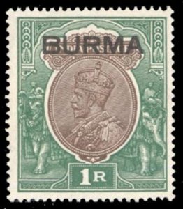 Burma #13 Cat$35, 1937 1r green and brown, very lightly hinged