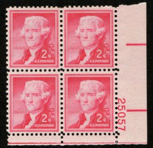 US #1033 JEFFERSON MNH LR PLATE BLOCK #25057