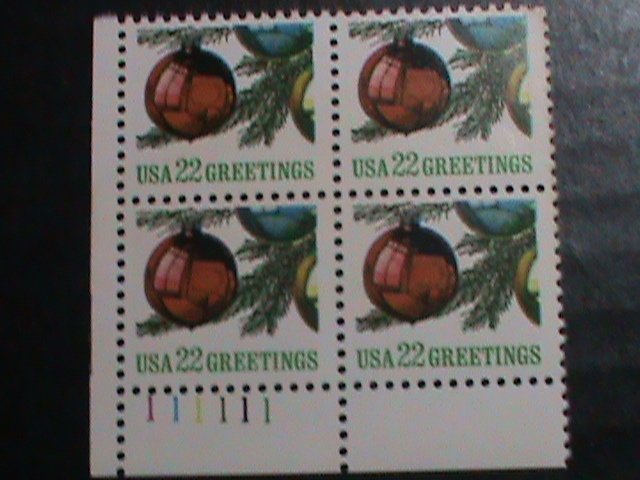 ​UNITED STATES-1987 SC#2368 CHRISTMAS GREETING STAMPS -MNH -PLATE BLOCK -4 VF