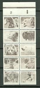 USA # 1889a Animals - Booklet Pane of 10 PLATE 2 (1) Mint NH