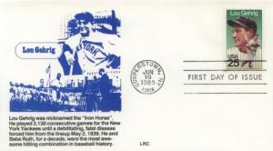 1989 Lou Gehrig Baseball (Scott 2417) LRC FDC