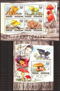 Central African Republic 2016 Mushrooms Sheet+ S/S MNH