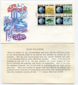 1410-3 Anti-Pollution, Cover Craft cachets, CCC, block of 4, FDC