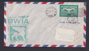 UNITED NATIONS 1961 BWIA FIRST FLIGHT COVER NEW YORK TO TRINIDAD