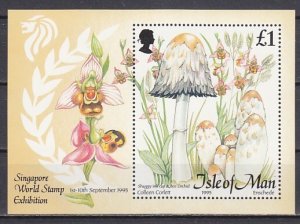 Isle of Man, Scott cat. 655. Orchid & Mushroom s/sheet.