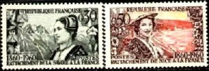Cent. of Annexation of Nice & Savoy, France stamp SC#957-958 MNH set