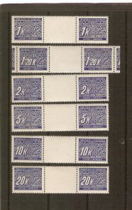 Czechoslowakia (Bohemia & Moravia), J1-14 cpl. set of gutter pairs