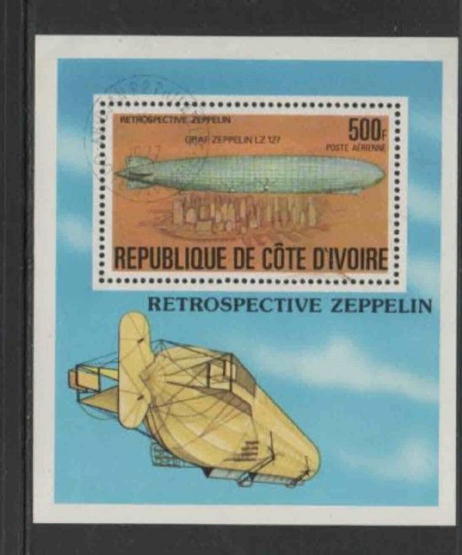 IVORY COAST #C63 1977 ZEPPELIN MINT VF NH O.G CTO S/S