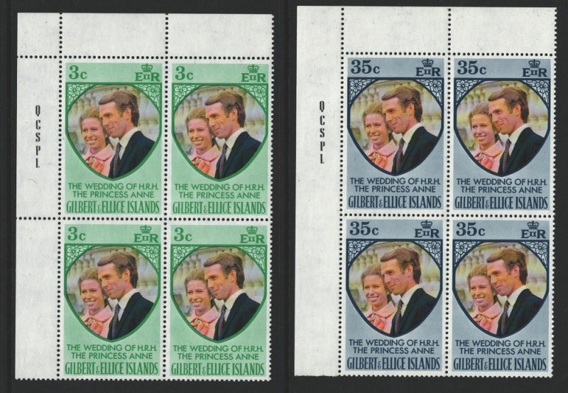 Gilbert and Ellice Islands Sc#216-217 MNH Corner Blocks of 4